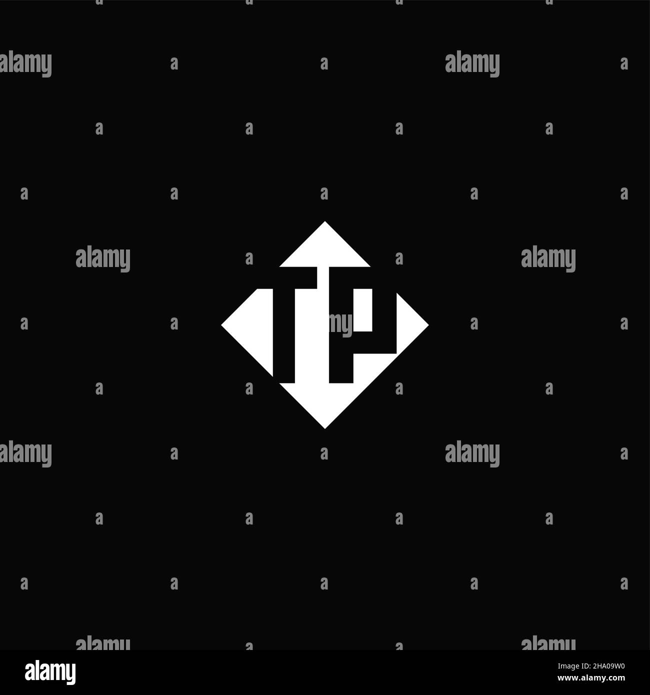Monogram logo design with diamond square shape isolated on black background Stock Vector