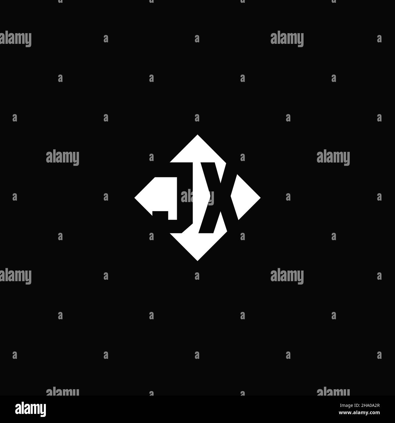 Monogram logo design with diamond square shape isolated on black background Stock Vector