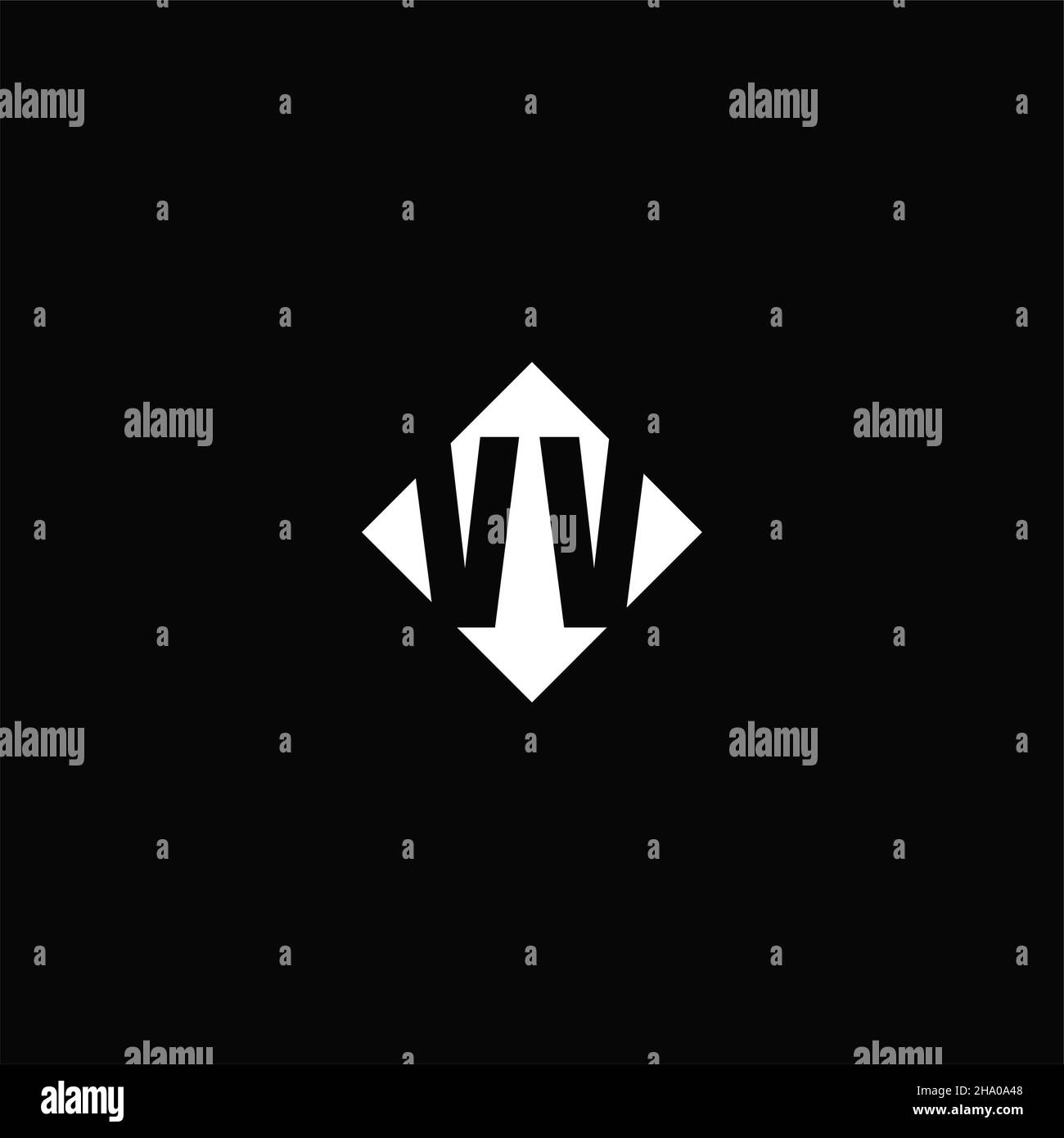 Monogram logo design with diamond square shape isolated on black background Stock Vector