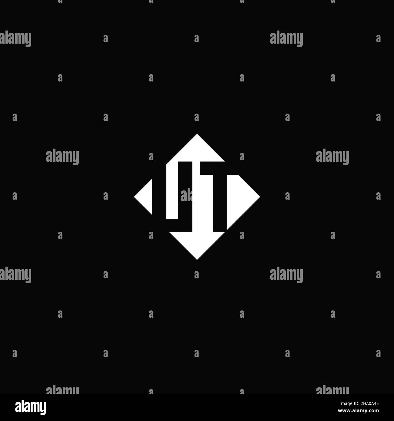 Monogram logo design with diamond square shape isolated on black background Stock Vector