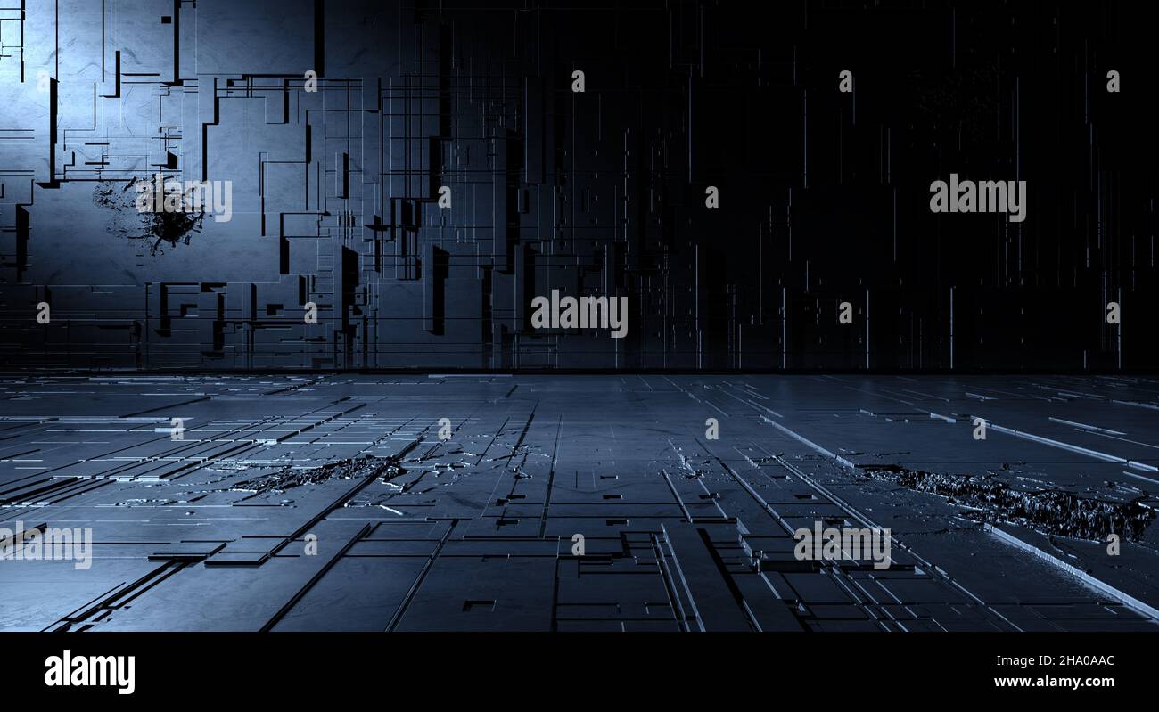 Futuristic structure with lines and cubes and geometrics shapes.3d ...