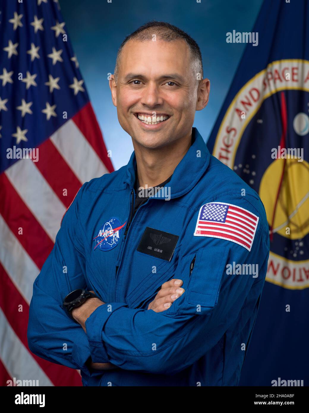 Houston, United States. 03 December, 2021. NASA astronaut candidate Anil Menon, poses for his official portrait at the Johnson Space Center, December 3, 2021 in Houston, Texas. Menon is one of ten new astronaut candidates chosen by NASA.  Credit: Robert Markowitz/NASA/Alamy Live News Stock Photo