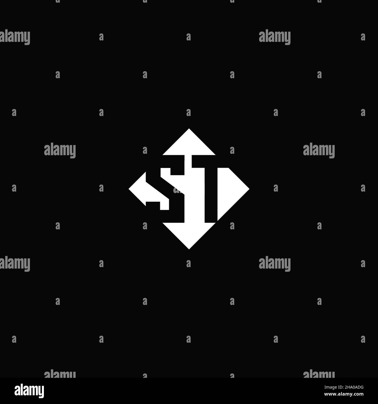 Monogram logo design with diamond square shape isolated on black background Stock Vector