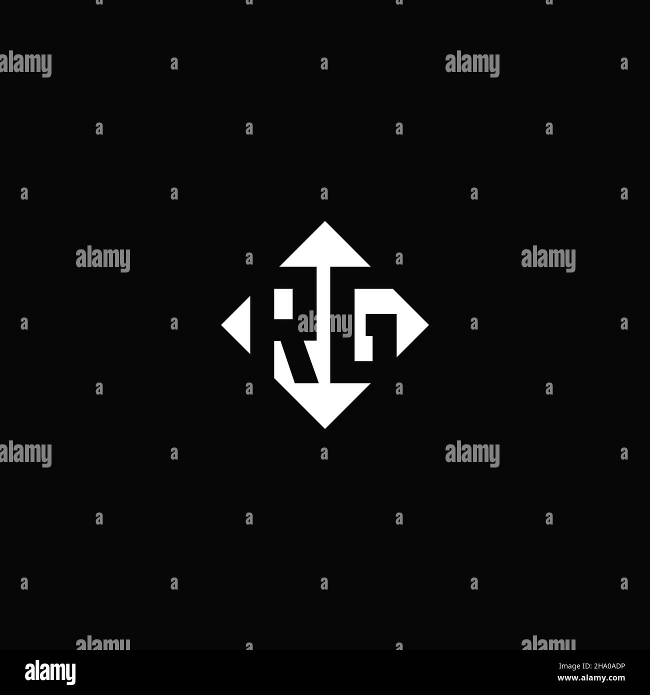 Monogram logo design with diamond square shape isolated on black background Stock Vector