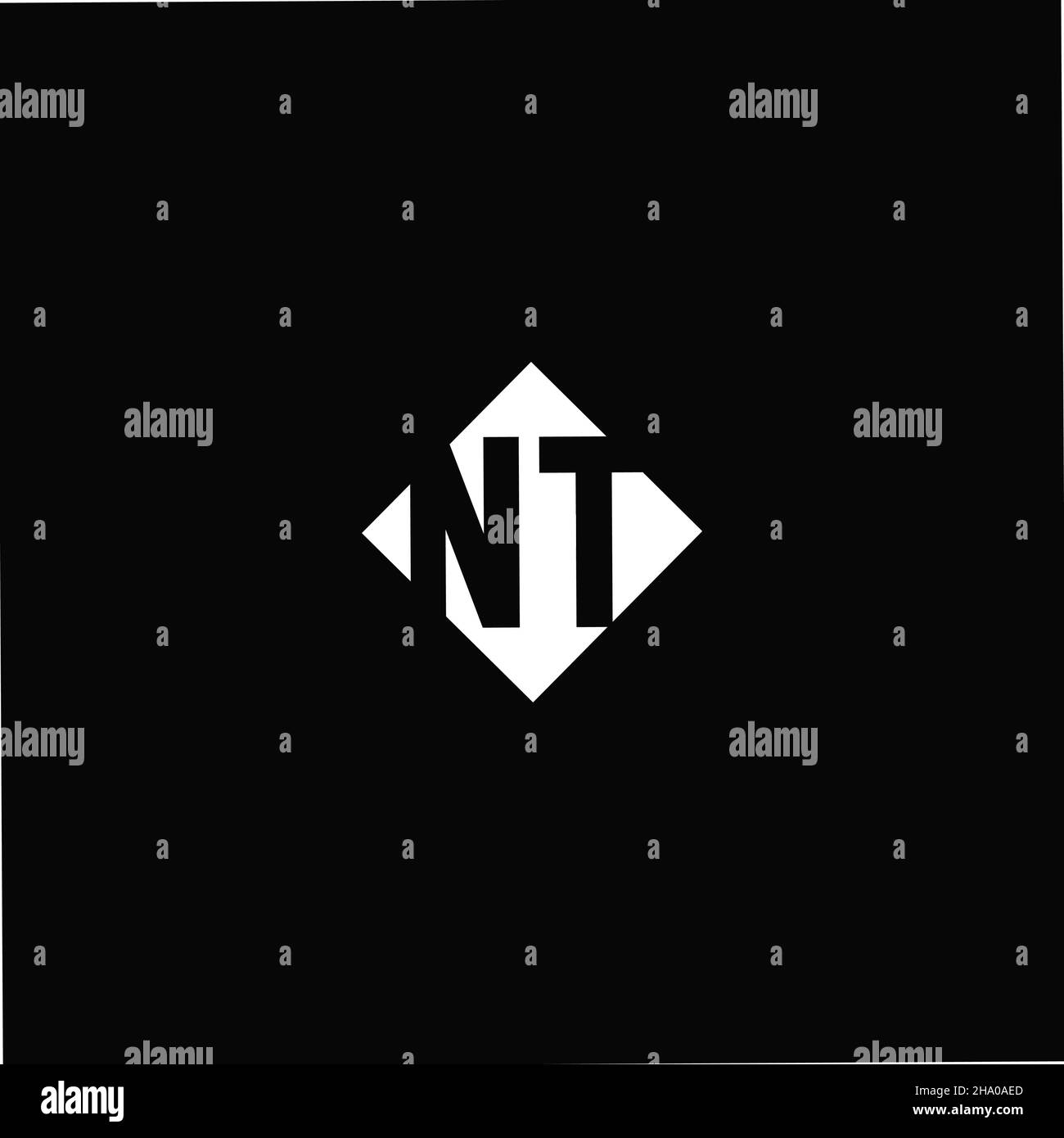 Monogram logo design with diamond square shape isolated on black background Stock Vector