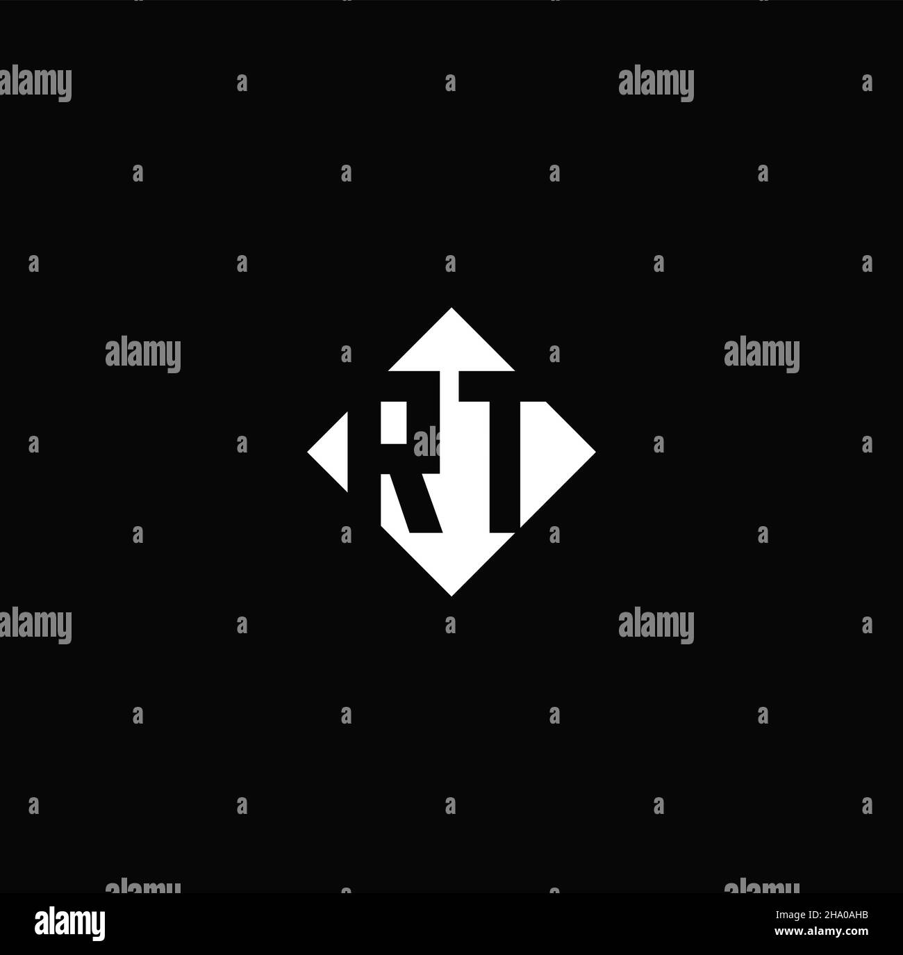 Monogram logo design with diamond square shape isolated on black background Stock Vector