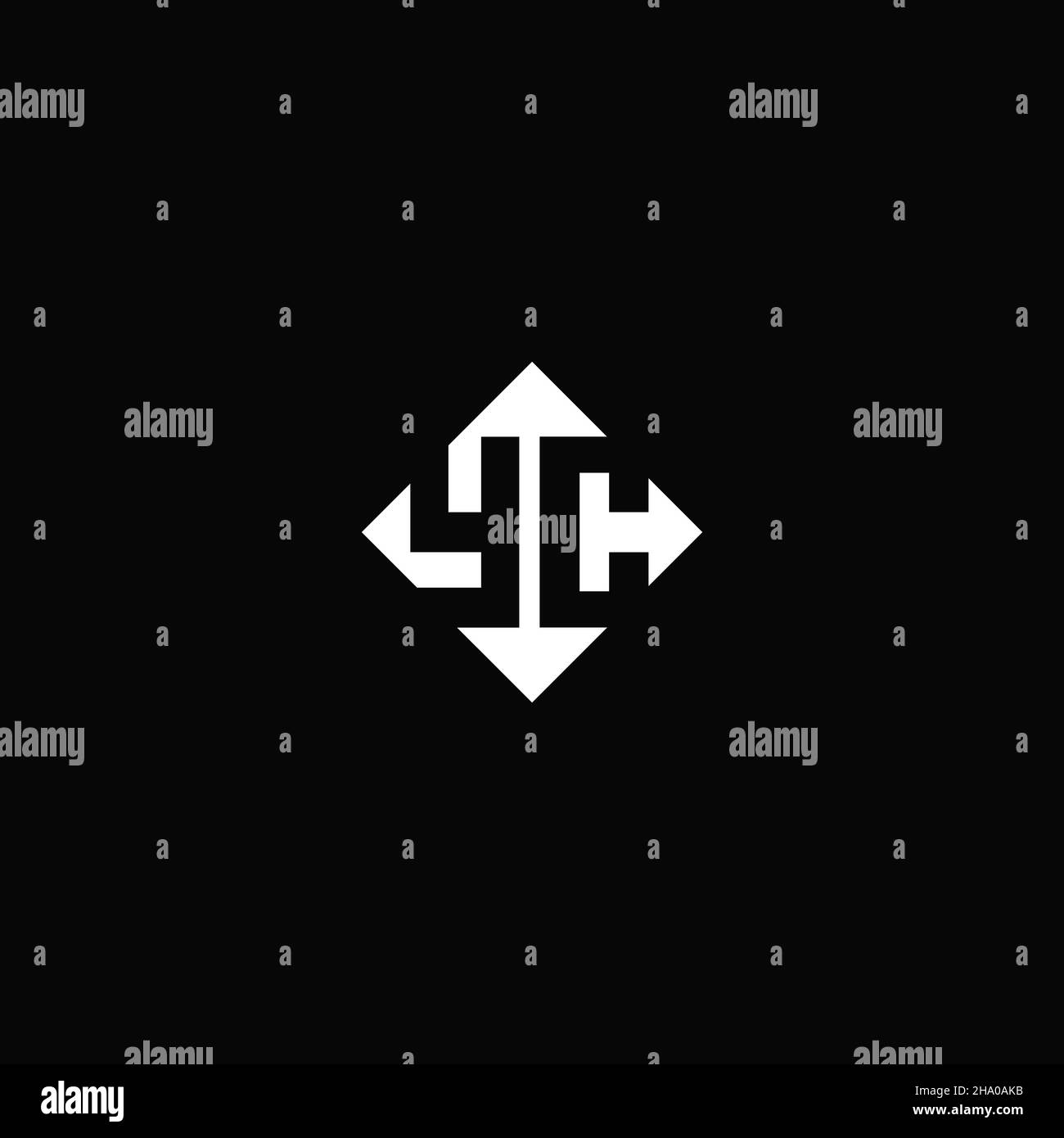 Monogram logo design with diamond square shape isolated on black background Stock Vector