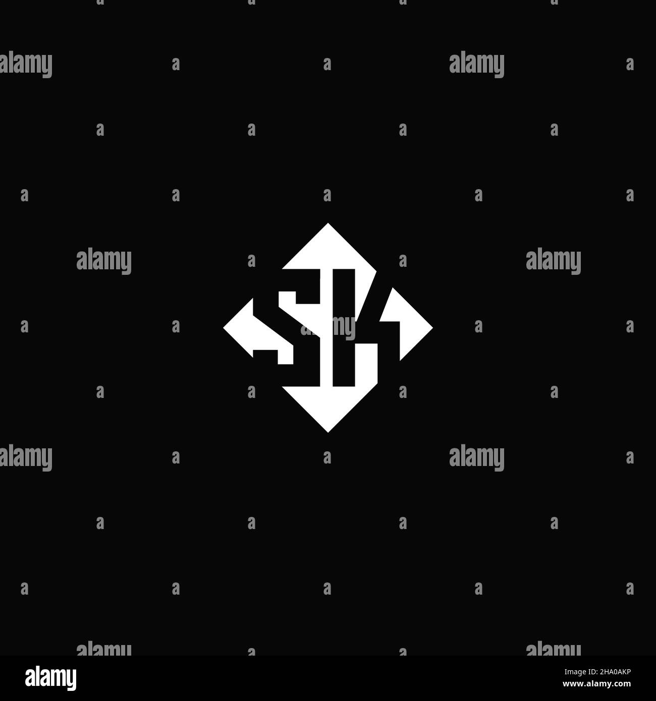 Monogram logo design with diamond square shape isolated on black background Stock Vector