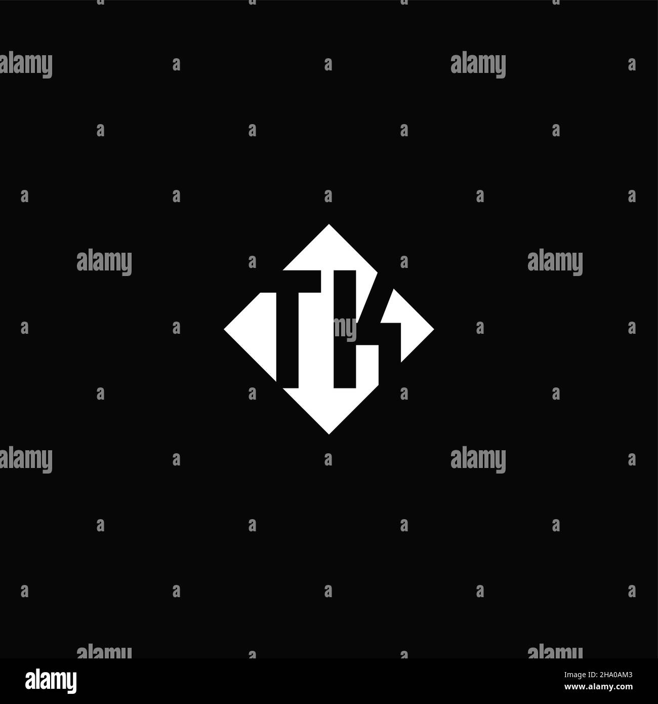 Monogram logo design with diamond square shape isolated on black background Stock Vector