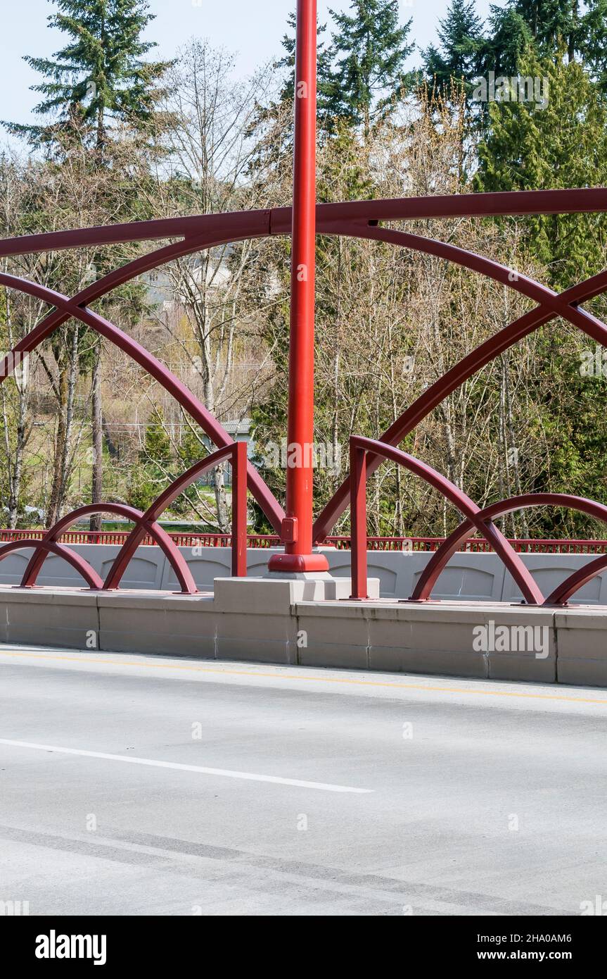 Artistic arches on the May Creek Bridge in Newcastle, Washington. Stock Photo