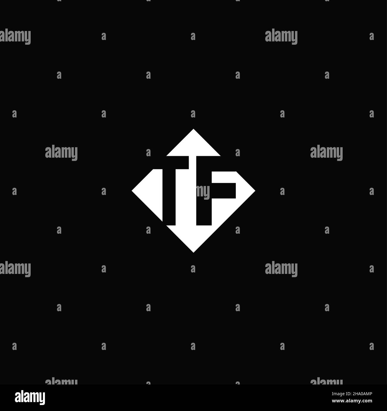 Monogram logo design with diamond square shape isolated on black background Stock Vector