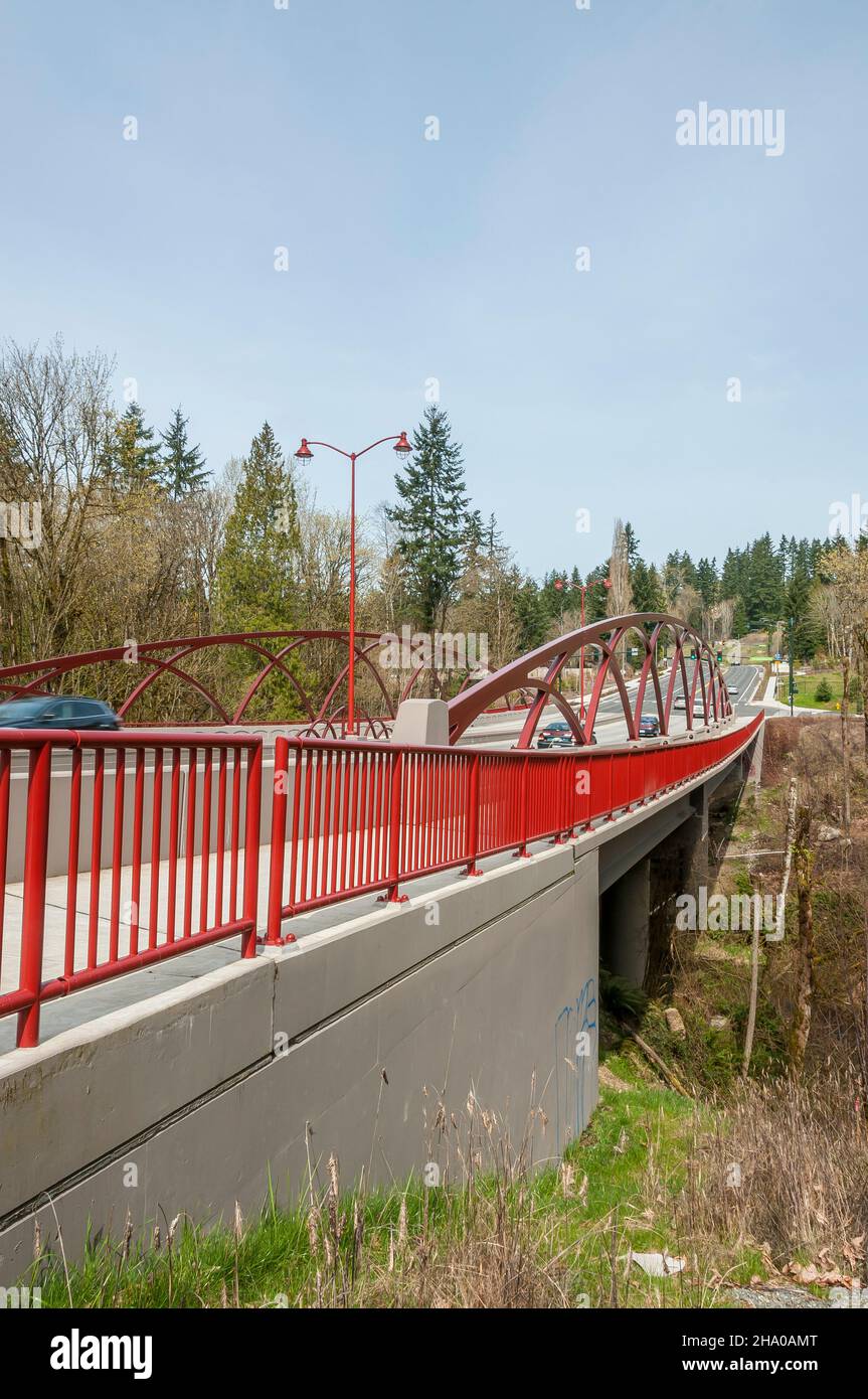 Artistic arches on the May Creek Bridge in Newcastle, Washington. Stock Photo