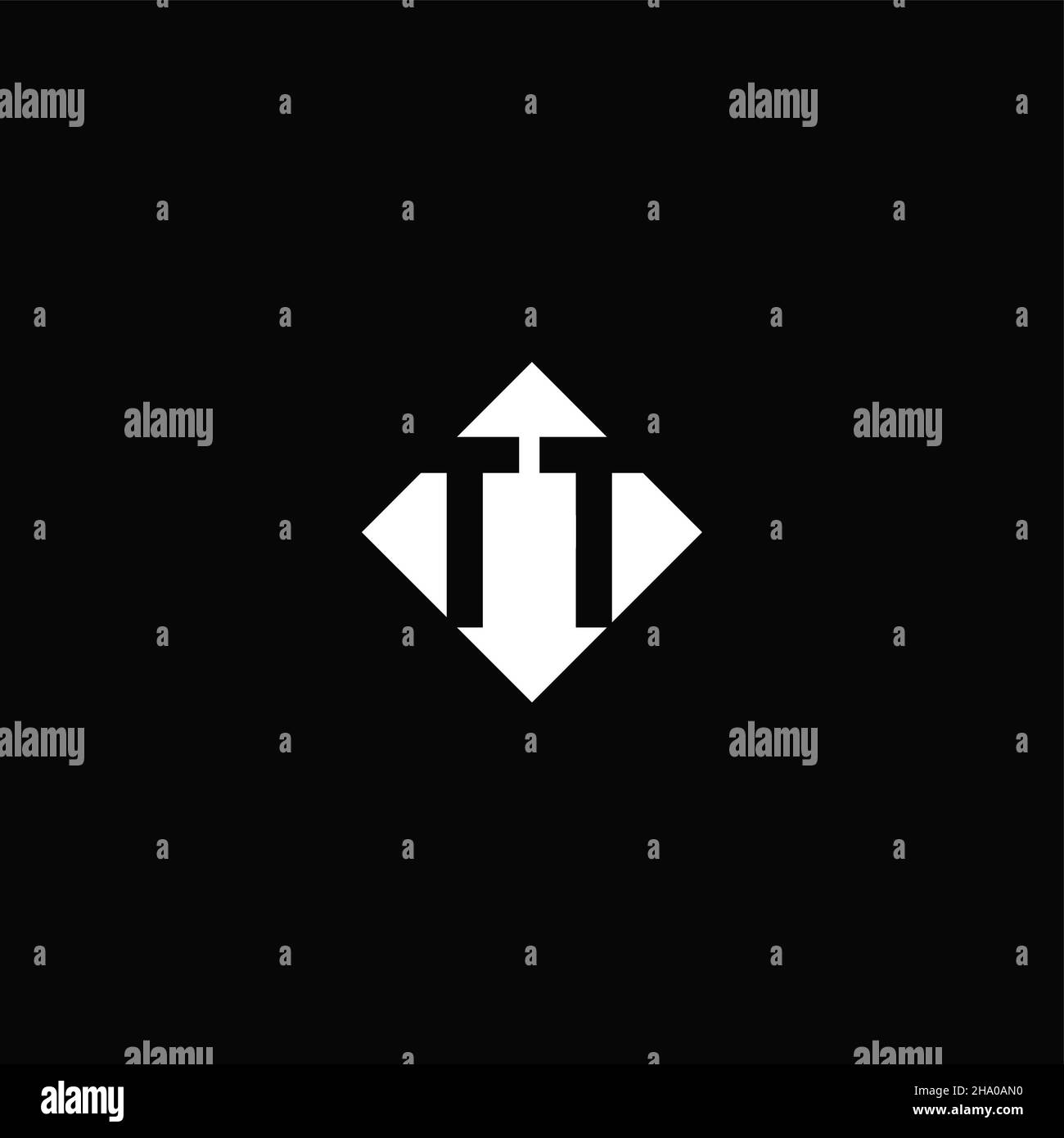 Monogram logo design with diamond square shape isolated on black background Stock Vector