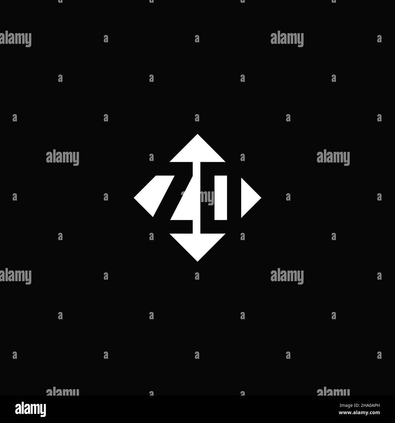 Monogram logo design with diamond square shape isolated on black background Stock Vector