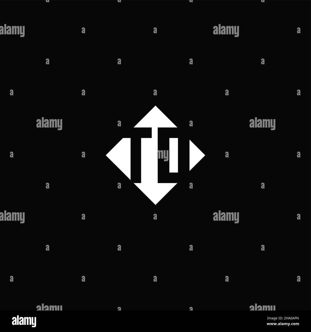 Monogram logo design with diamond square shape isolated on black background Stock Vector