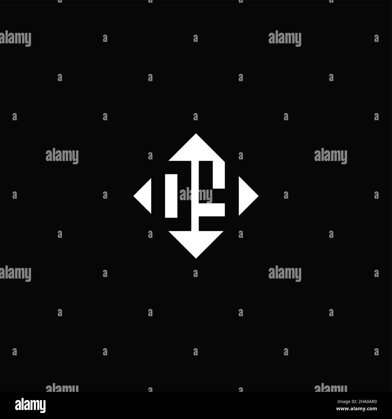 Monogram logo design with diamond square shape isolated on black background Stock Vector