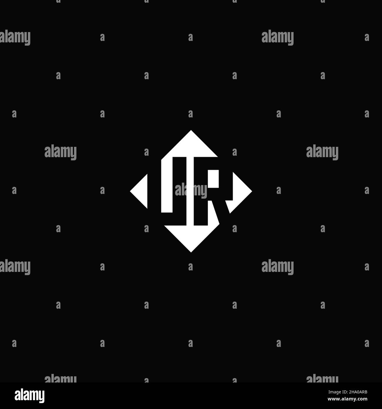 Monogram logo design with diamond square shape isolated on black background Stock Vector