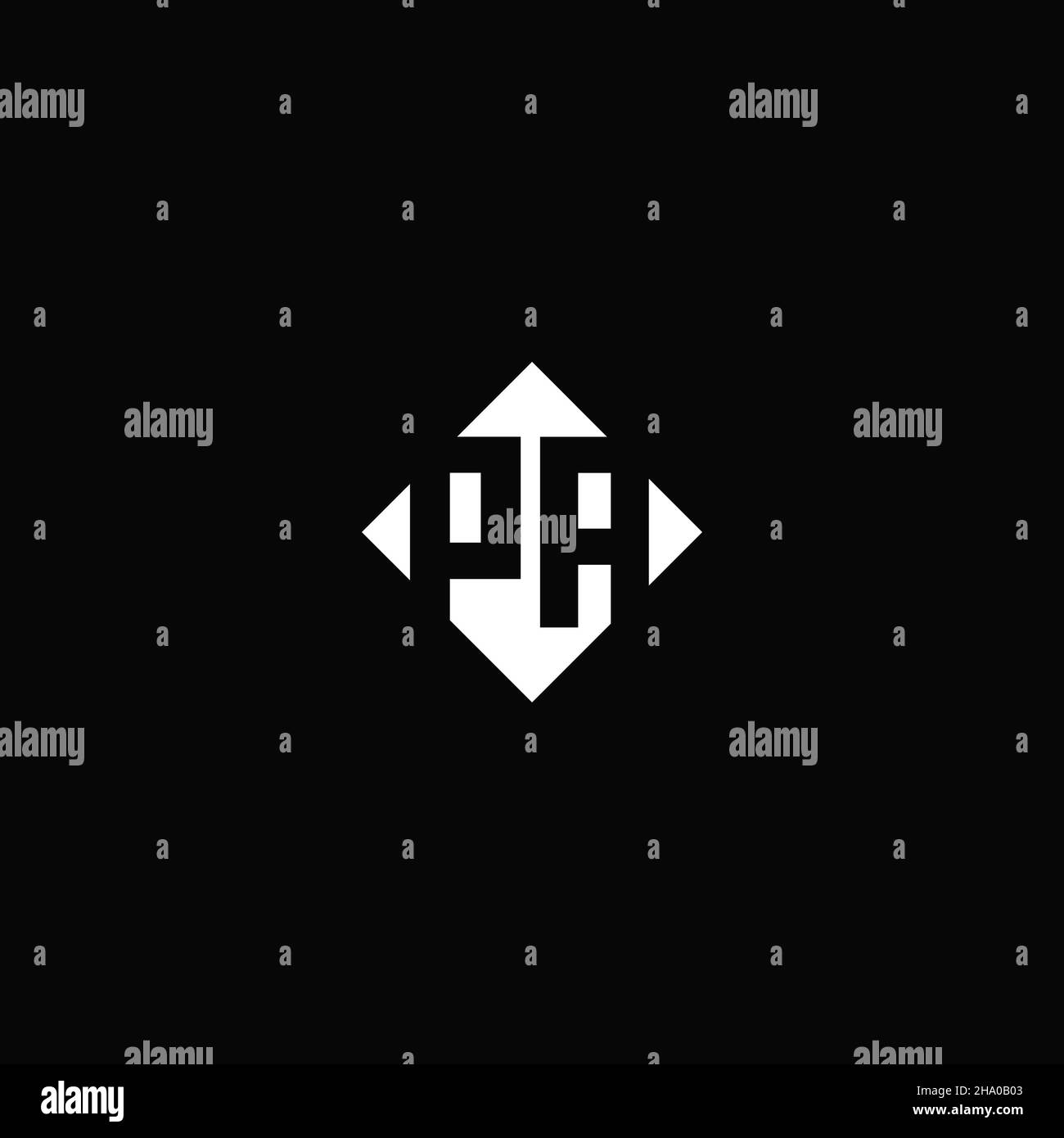 Monogram logo design with diamond square shape isolated on black background Stock Vector