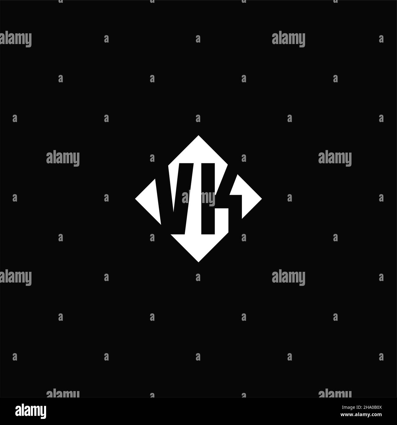 Monogram logo design with diamond square shape isolated on black background Stock Vector