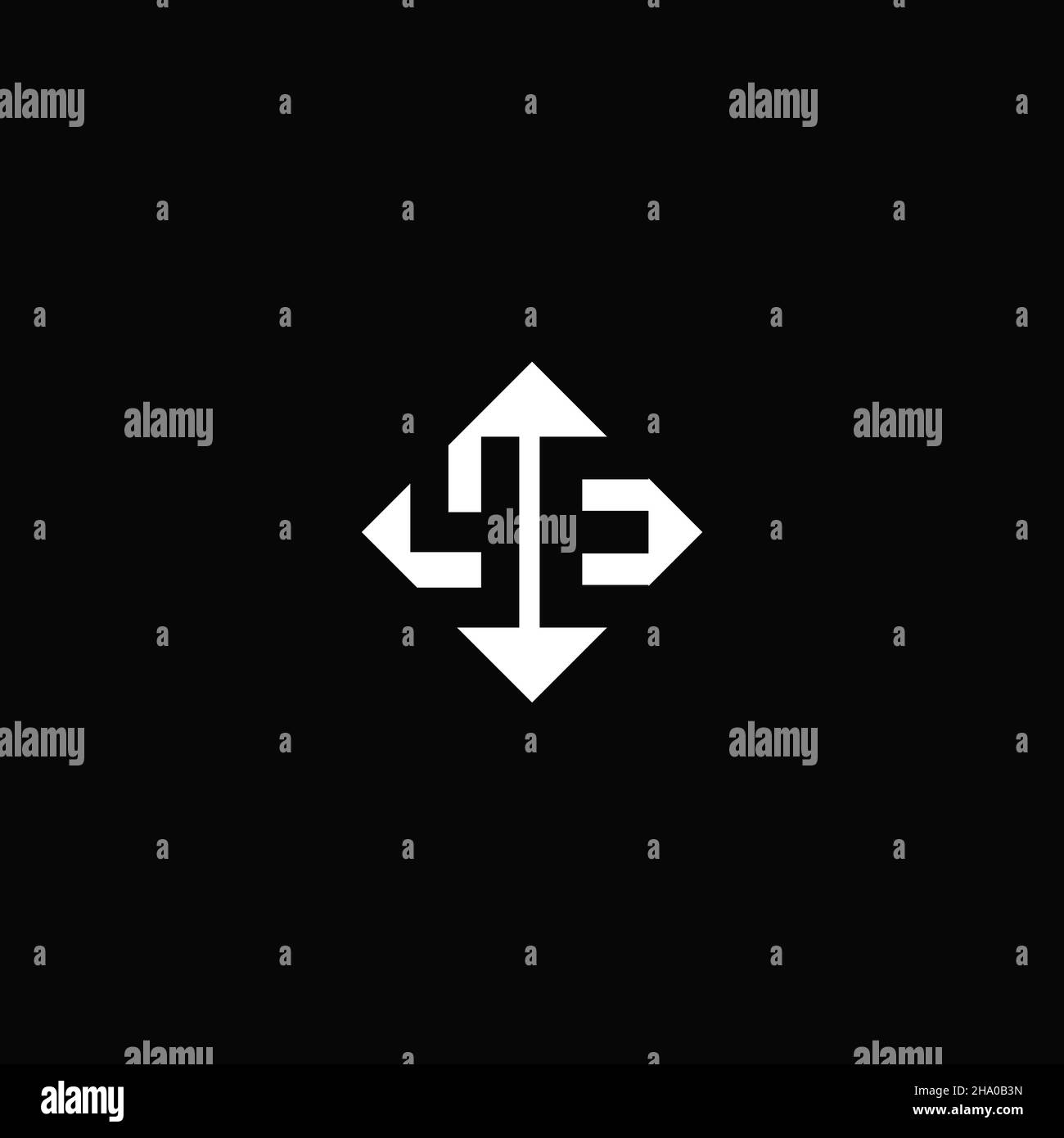 Monogram logo design with diamond square shape isolated on black background Stock Vector