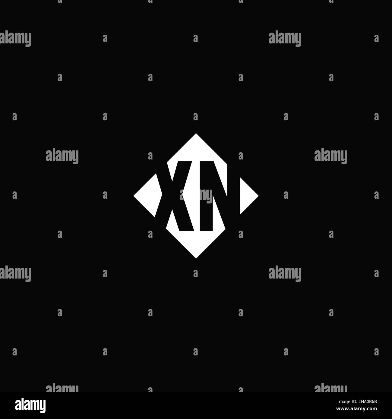 Monogram logo design with diamond square shape isolated on black background Stock Vector