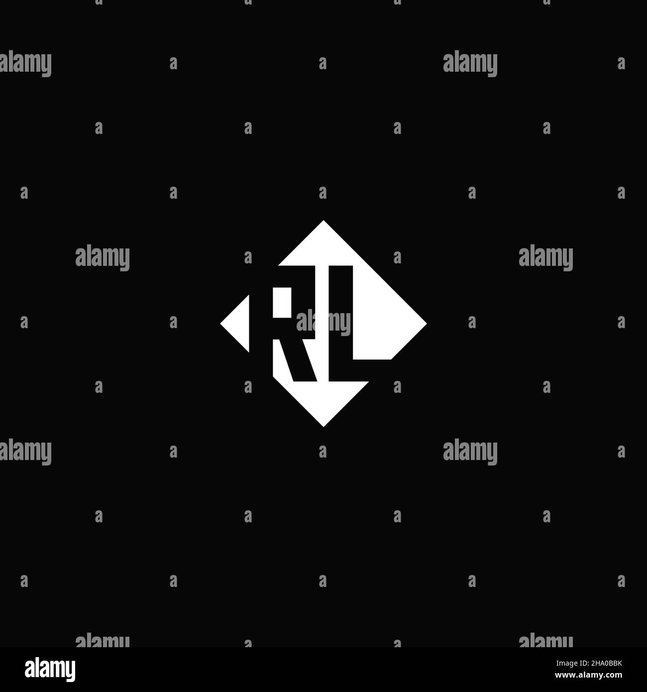 Monogram logo design with diamond square shape isolated on black background Stock Vector