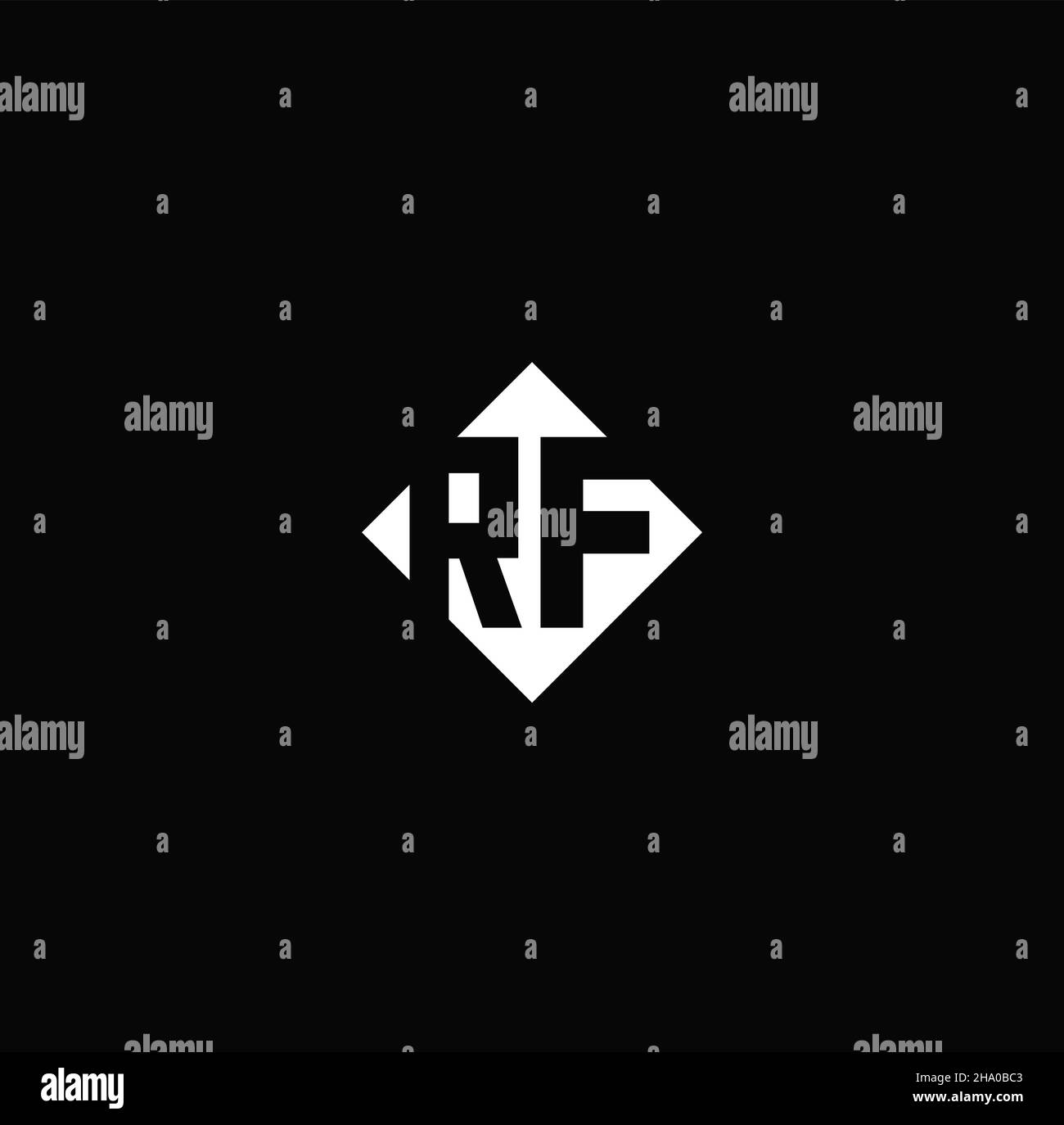Monogram logo design with diamond square shape isolated on black background Stock Vector