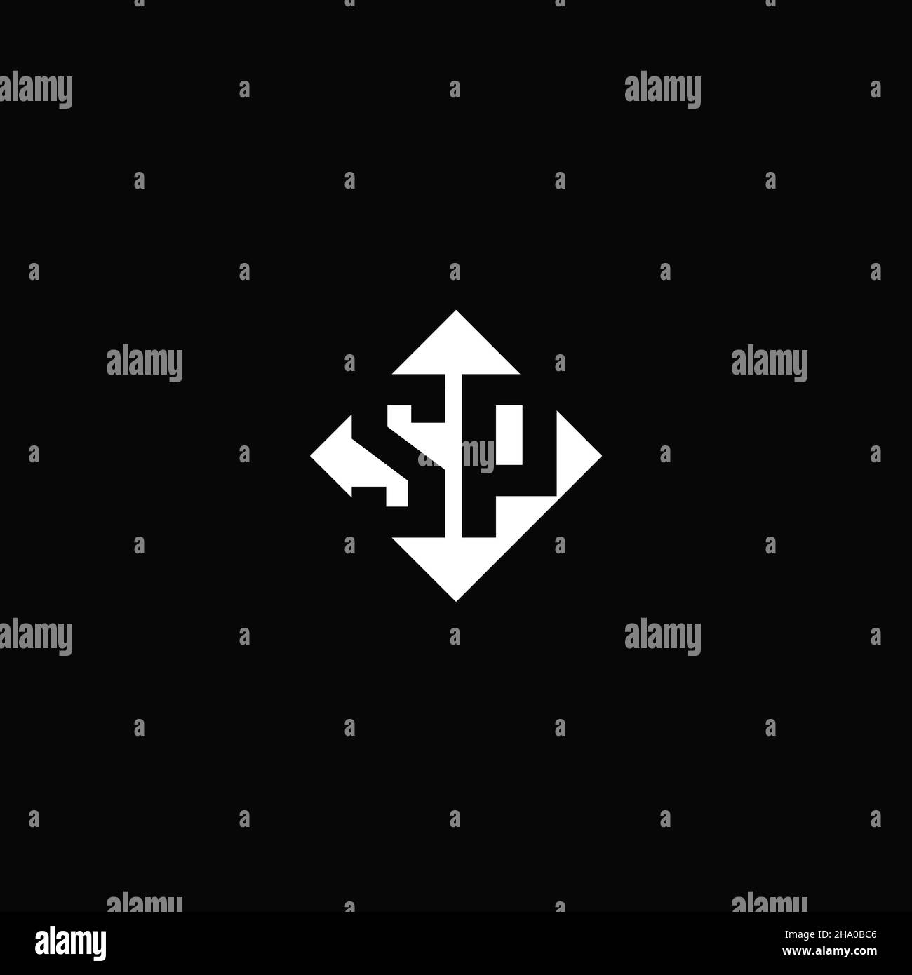 Monogram logo design with diamond square shape isolated on black background Stock Vector