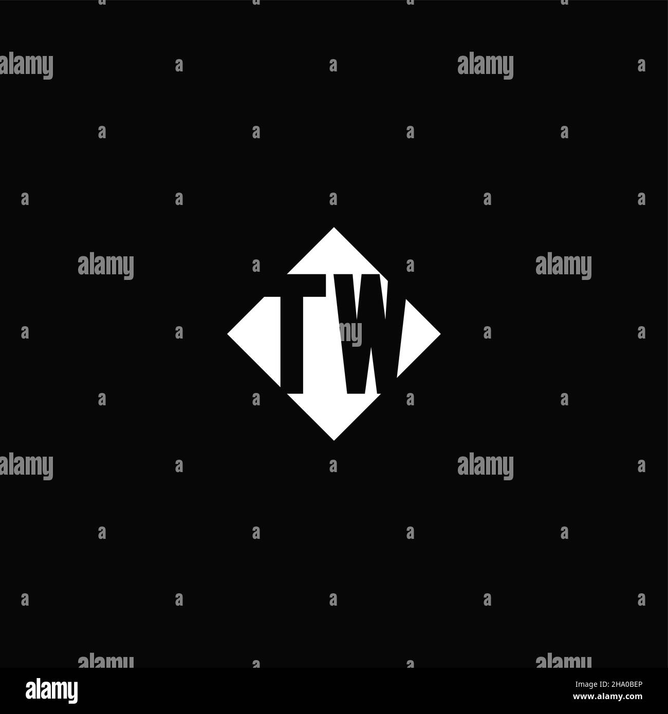 Monogram logo design with diamond square shape isolated on black background Stock Vector