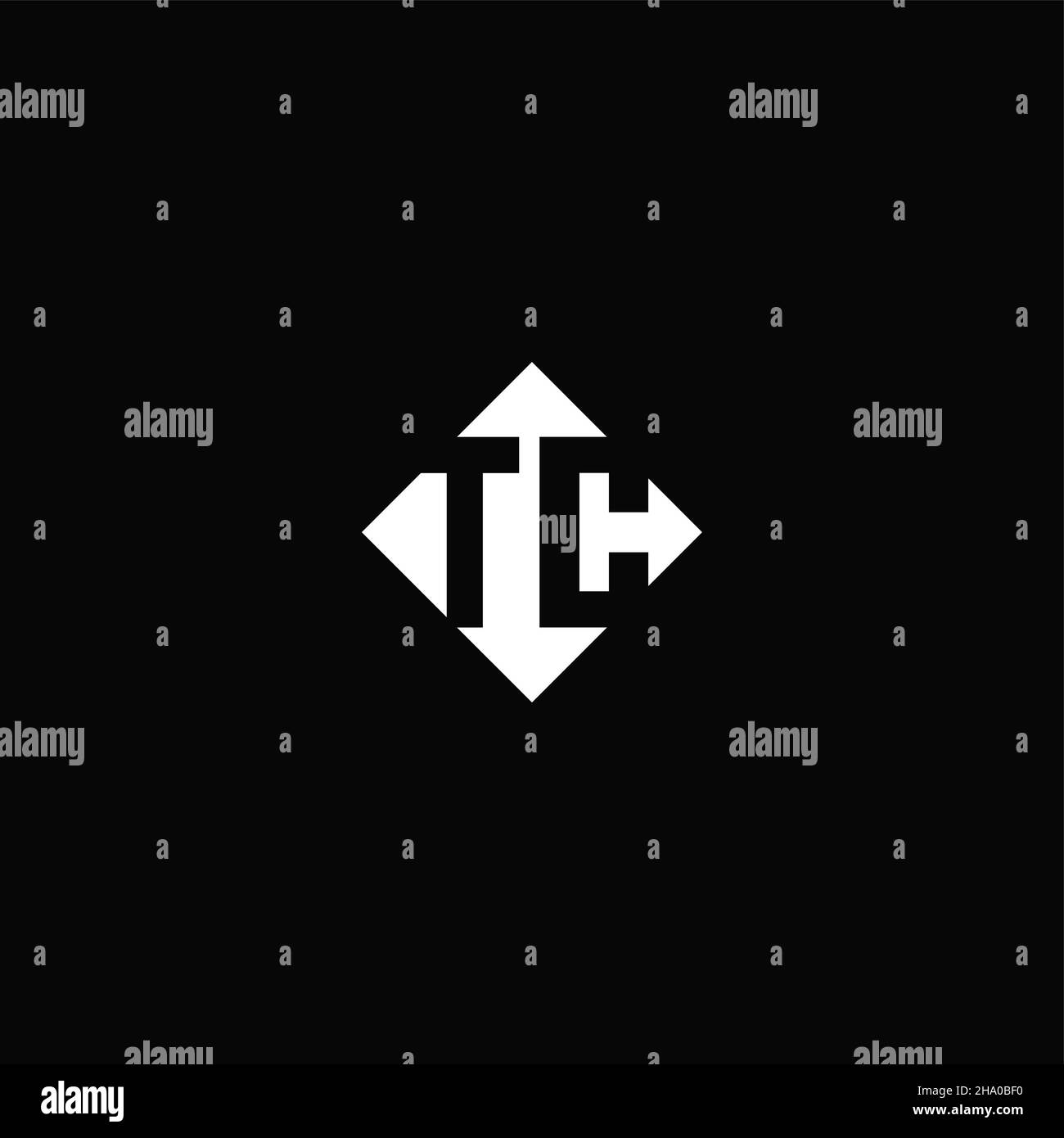 Monogram logo design with diamond square shape isolated on black background Stock Vector