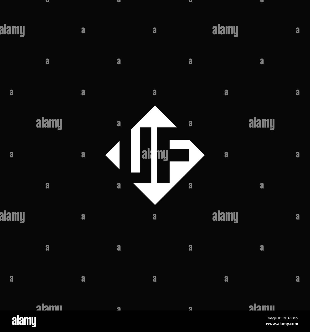 Monogram logo design with diamond square shape isolated on black background Stock Vector