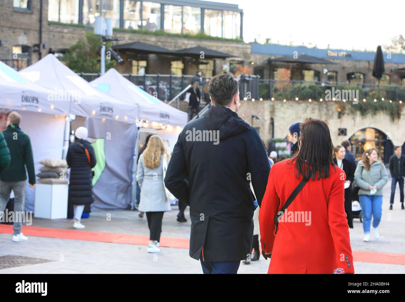 The Drops, the Christmas market at Coal Drops Yard, December 2021, at