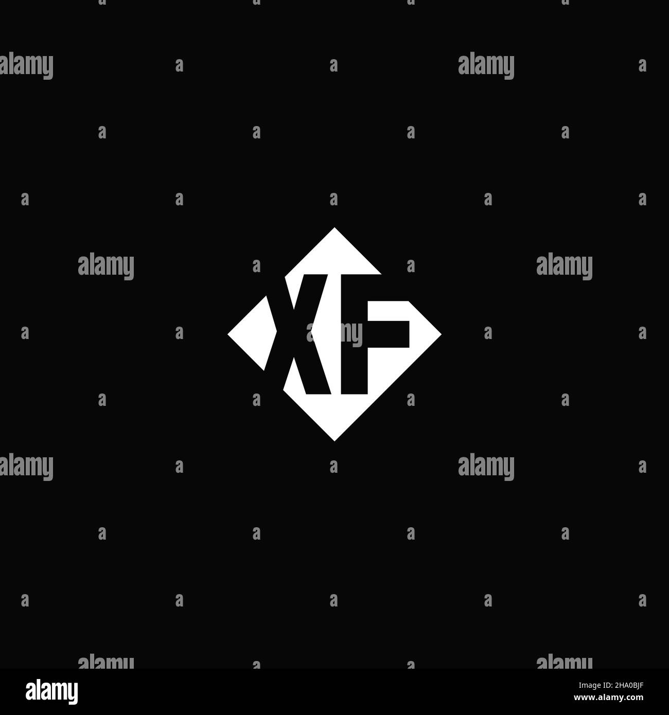 Monogram logo design with diamond square shape isolated on black background Stock Vector