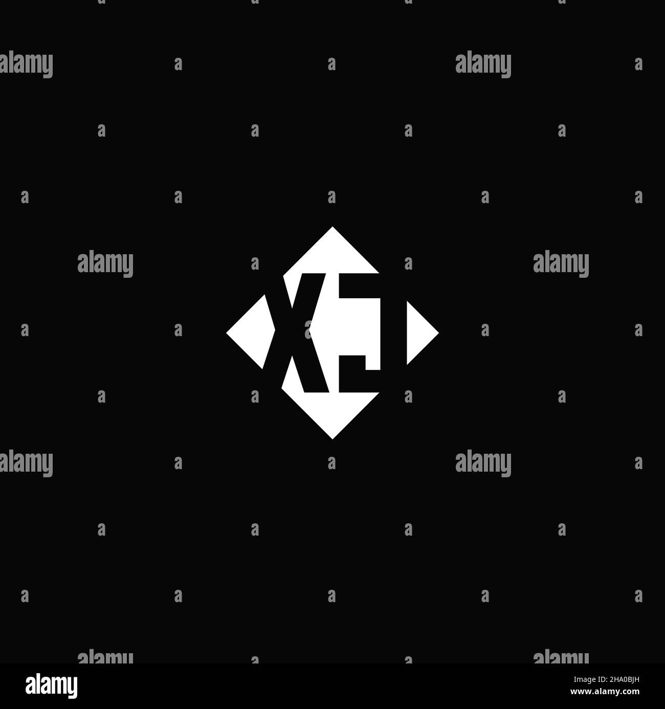 Monogram logo design with diamond square shape isolated on black background Stock Vector