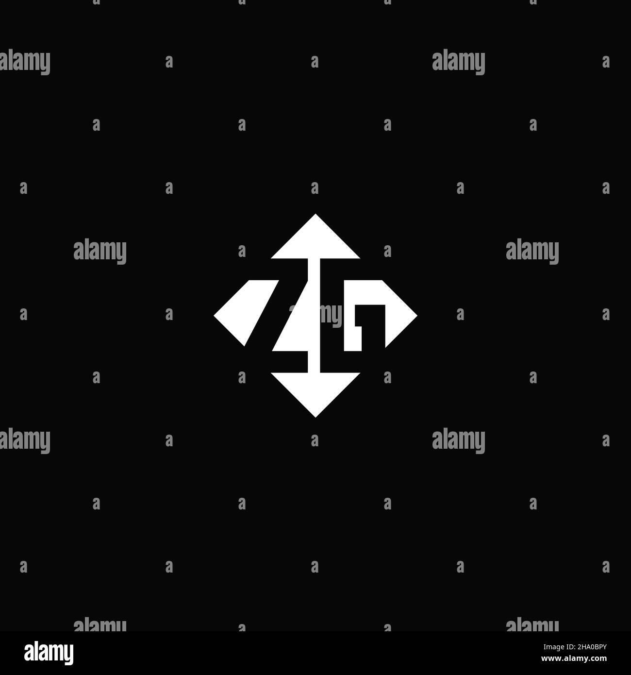 Monogram logo design with diamond square shape isolated on black background Stock Vector