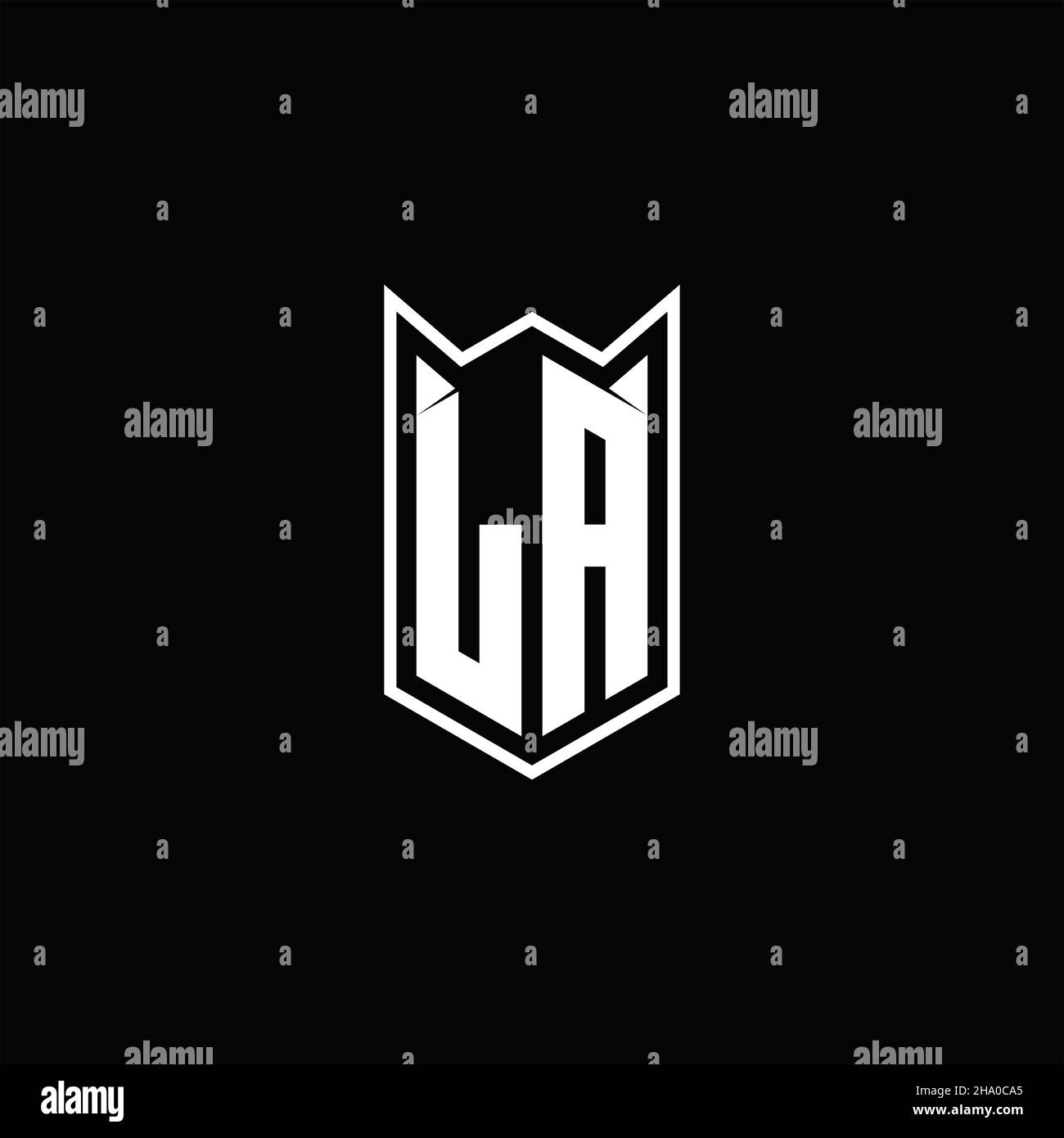LA Logo monogram with shield shape designs template vector icon modern Stock Vector