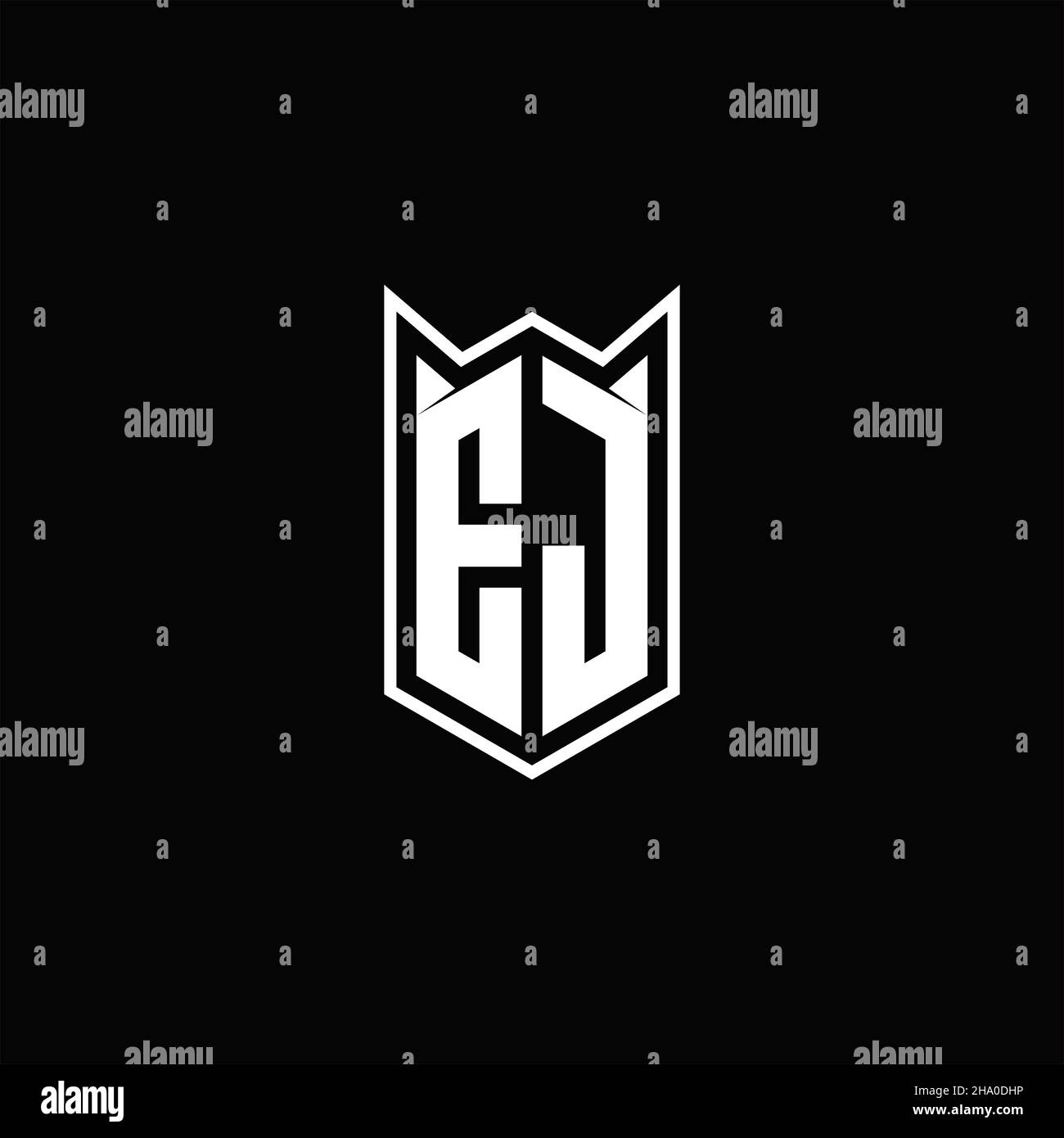 EJ Logo monogram with shield shape designs template vector icon modern Stock Vector