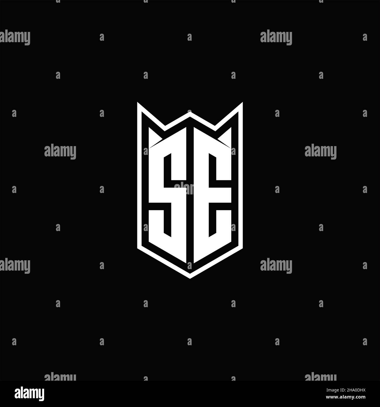SE Logo monogram with shield shape designs template vector icon modern Stock Vector