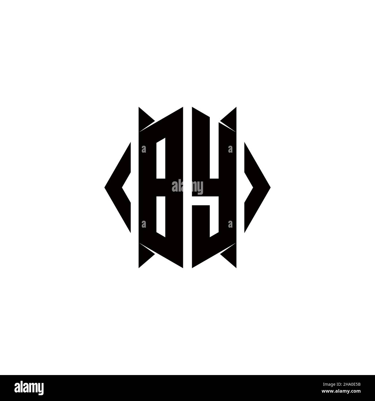 BY Logo monogram with shield shape designs template vector icon modern Stock Vector