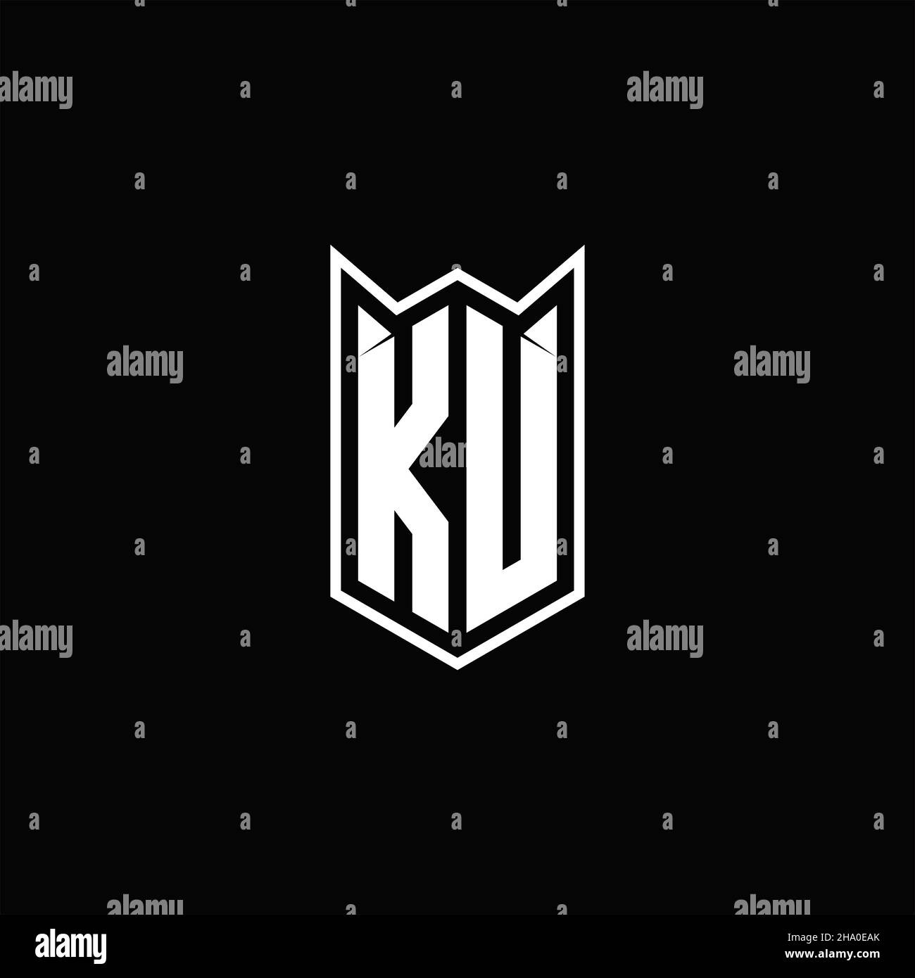 KU Logo monogram with shield shape designs template vector icon modern Stock Vector