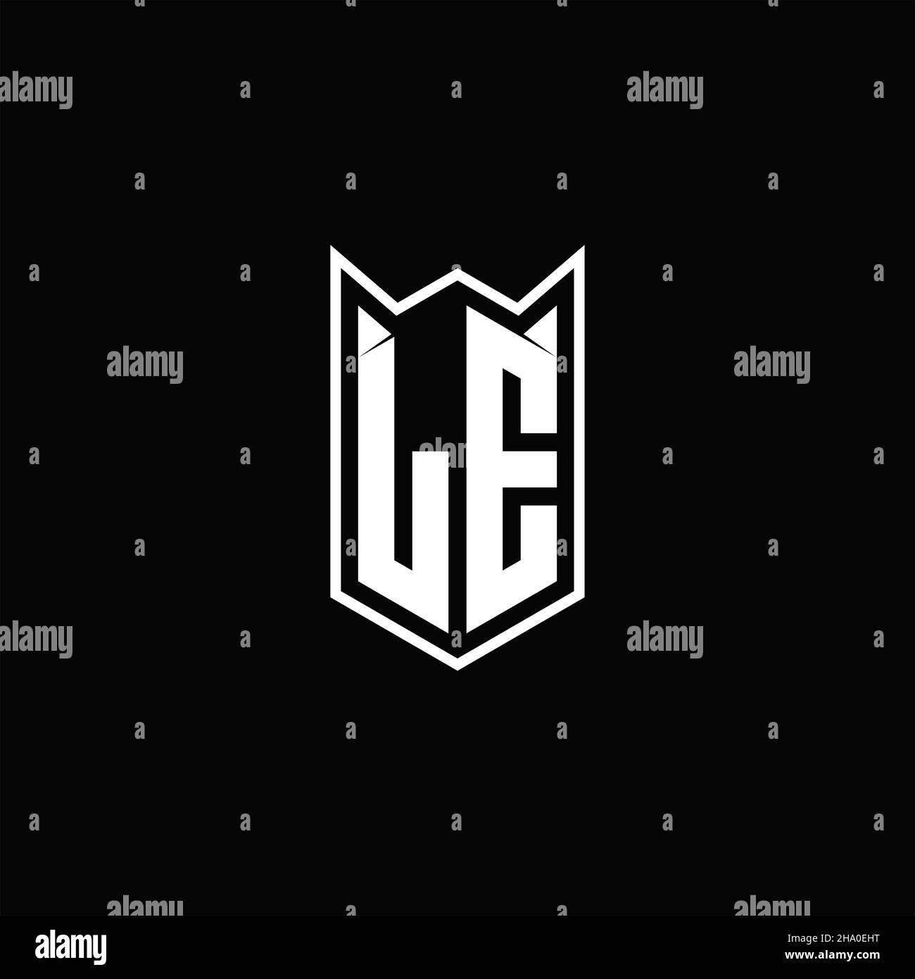 LE Logo monogram with shield shape designs template vector icon modern Stock Vector