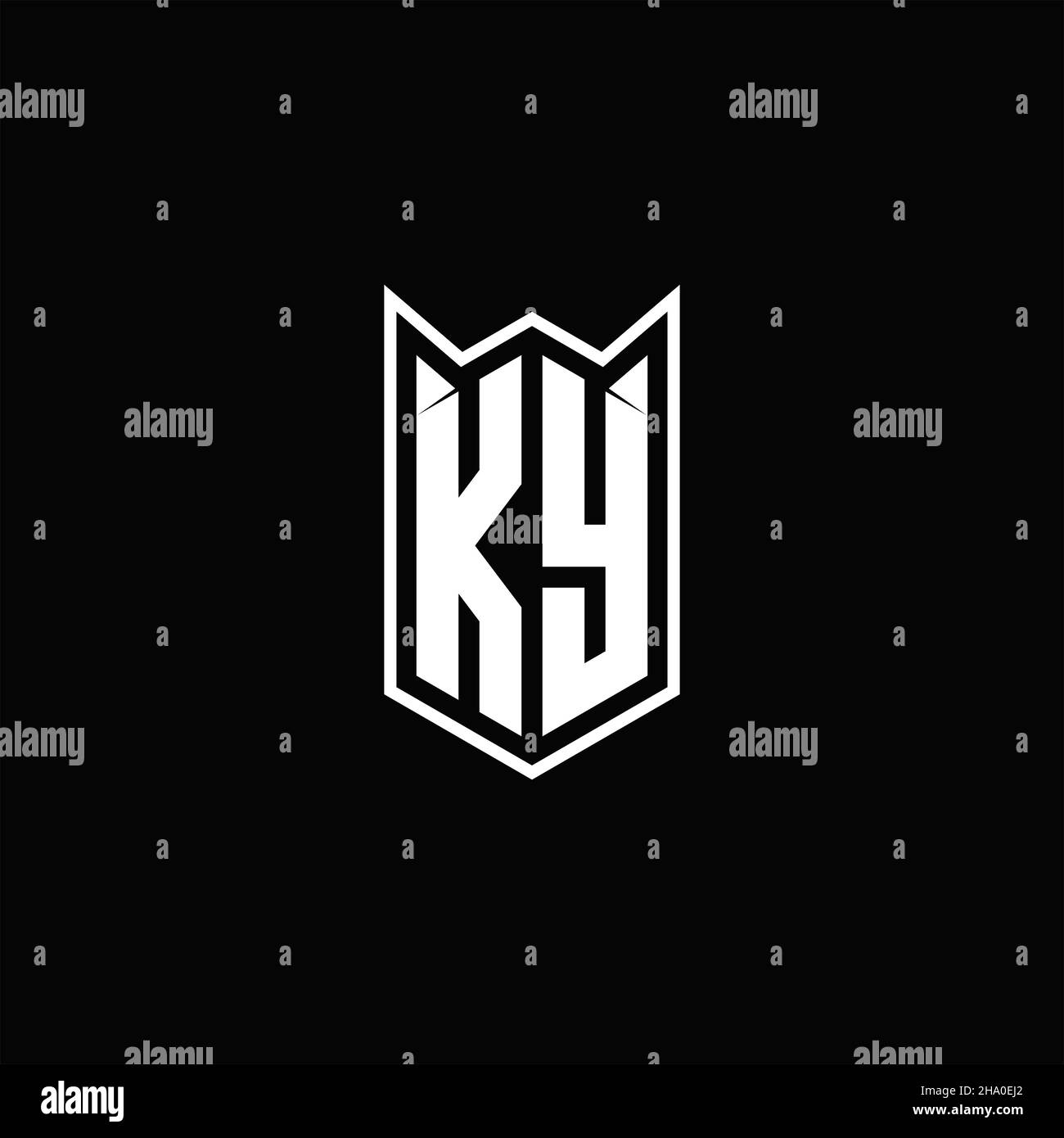 KY Logo monogram with shield shape designs template vector icon modern Stock Vector