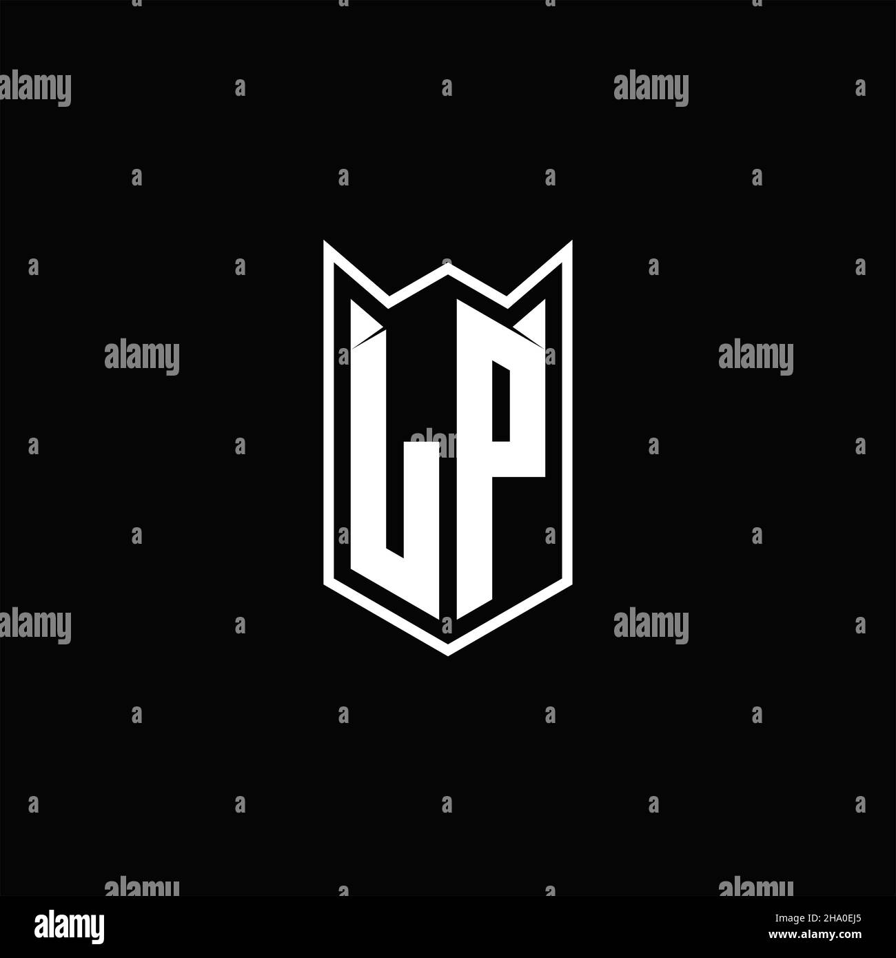 LP Logo monogram with shield shape designs template vector icon modern Stock Vector