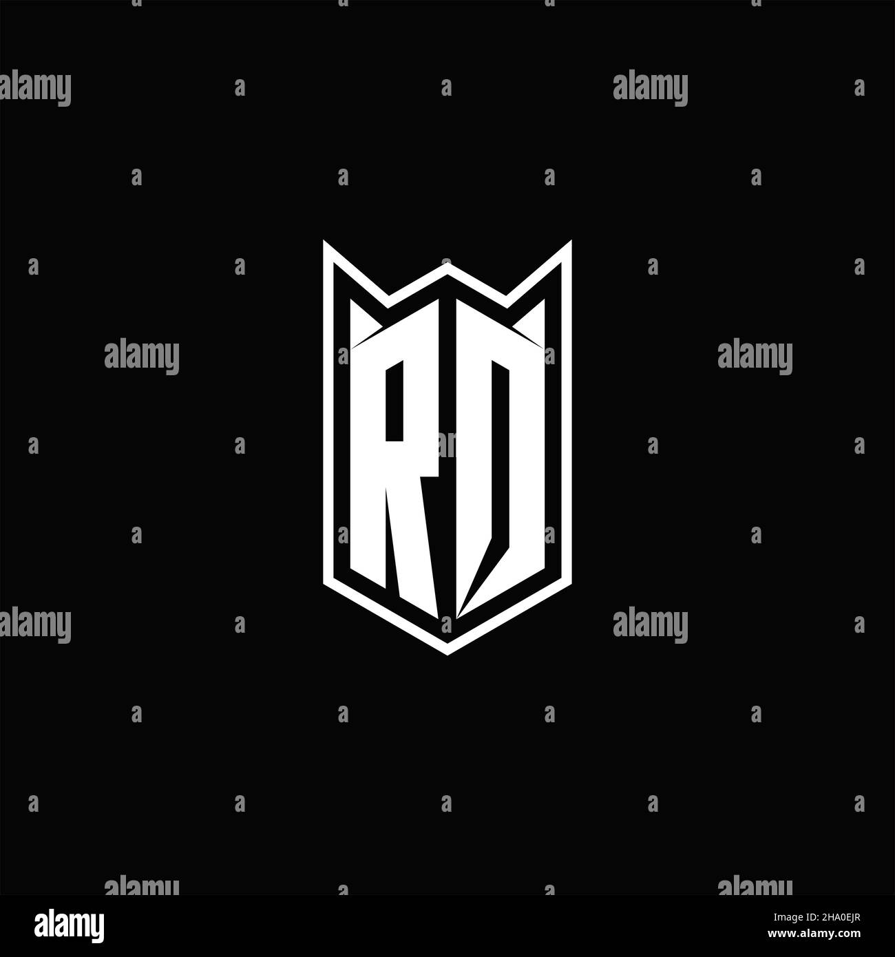 RQ Logo monogram with shield shape designs template vector icon modern Stock Vector