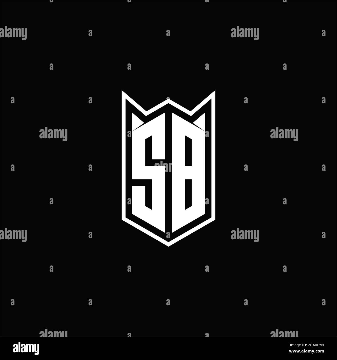 SB Logo monogram with shield shape designs template vector icon modern Stock Vector