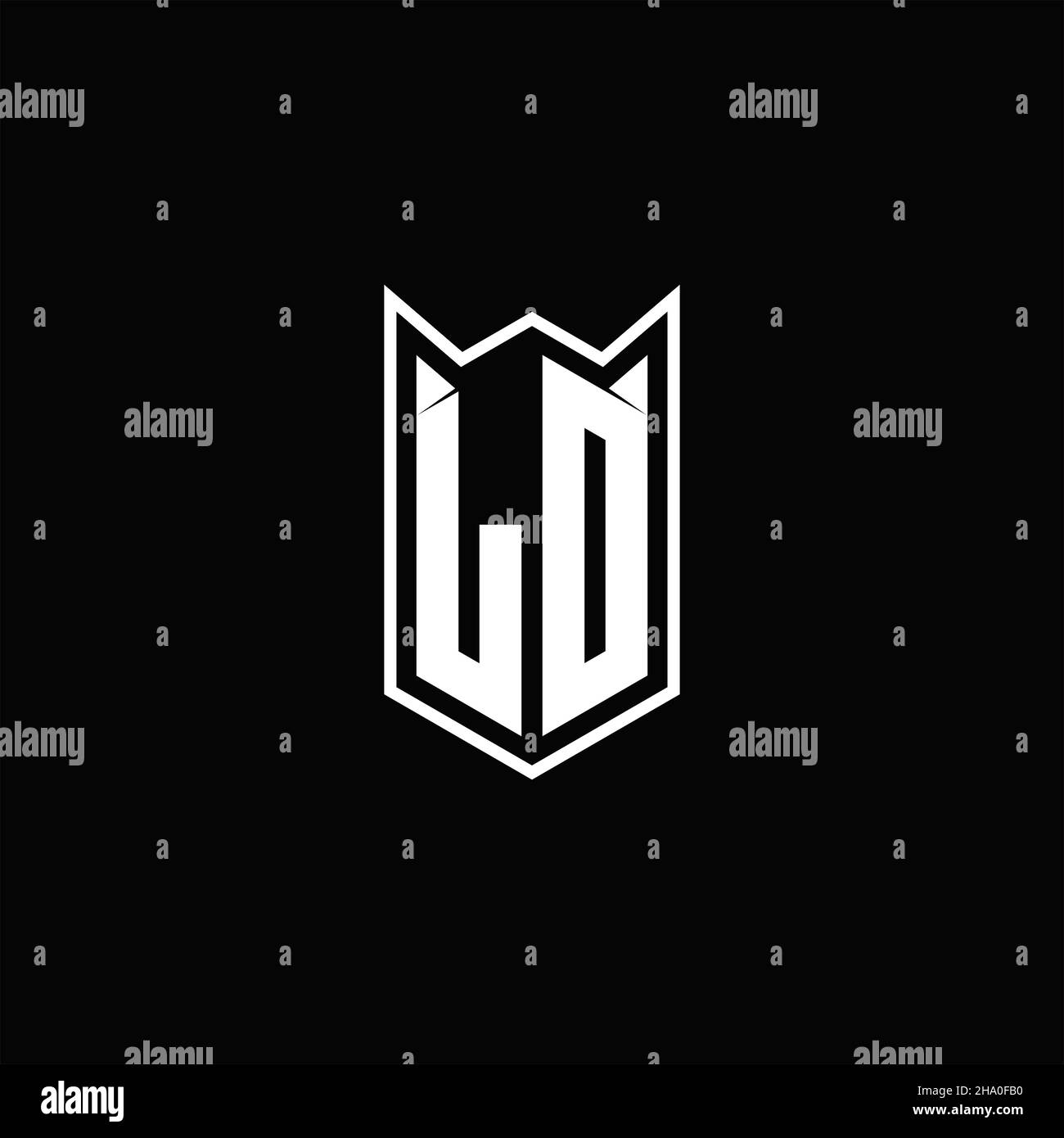 LD Logo monogram with shield shape designs template vector icon modern Stock Vector