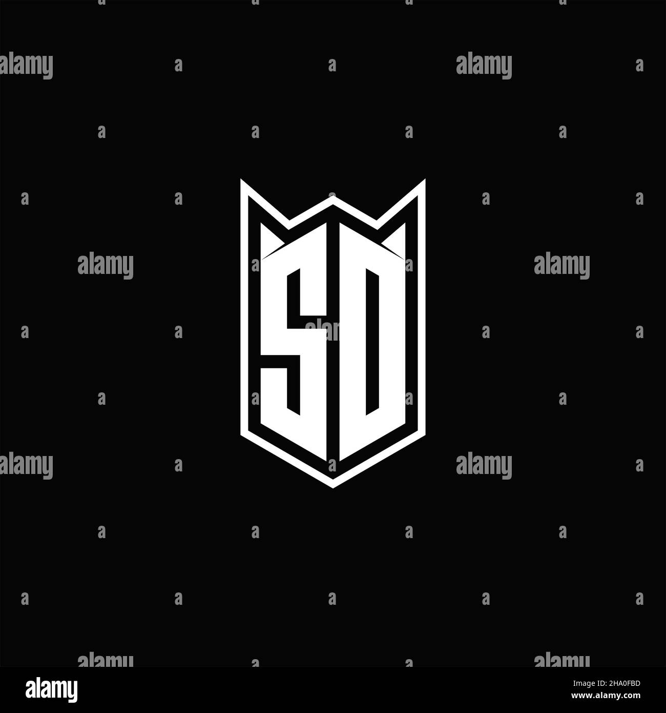 SD Logo monogram with shield shape designs template vector icon modern Stock Vector