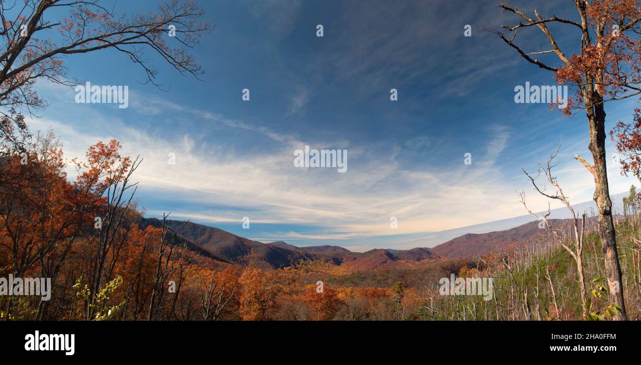 Smokey Mountains - wide angle multi-image stitch Stock Photo