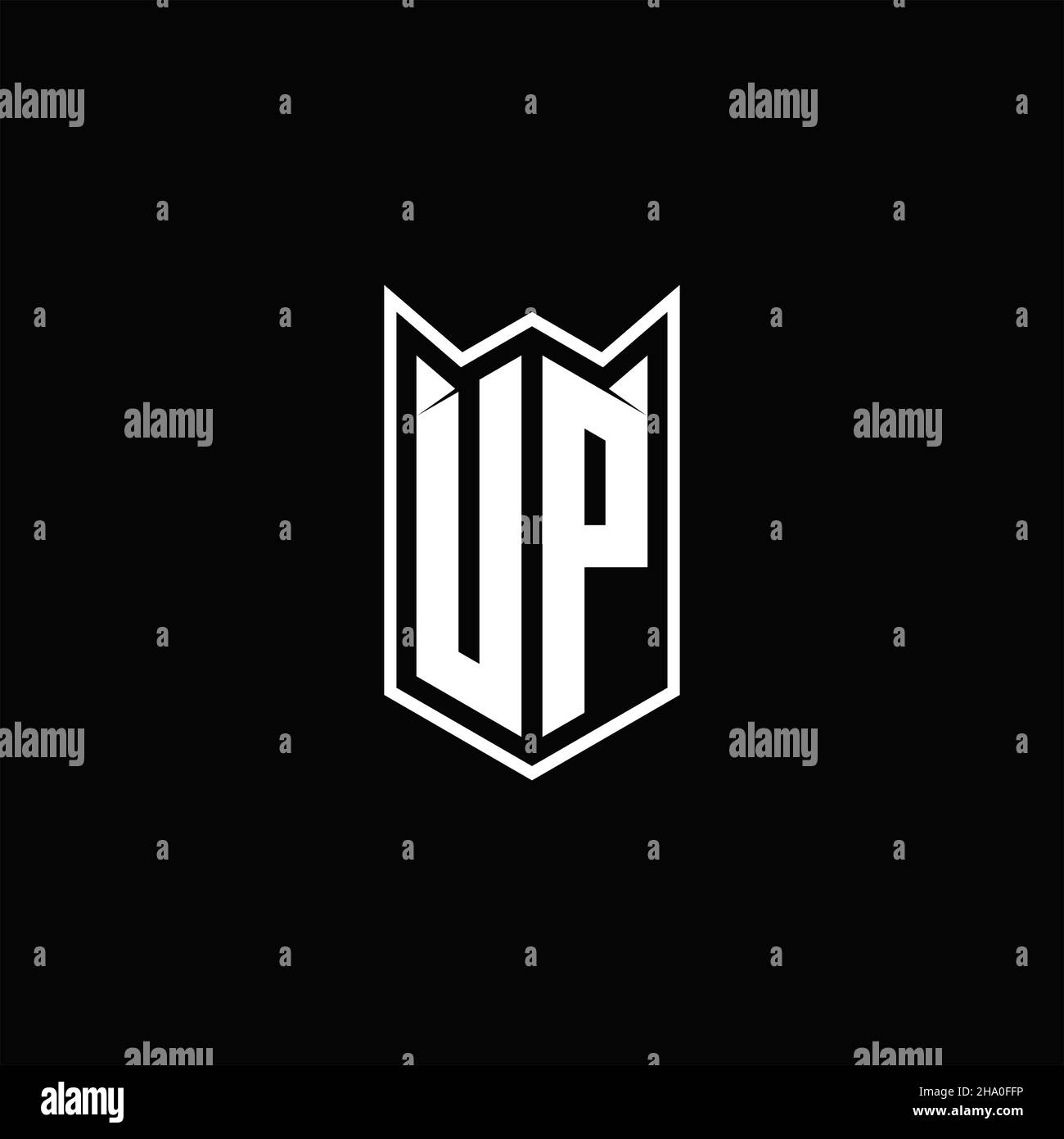 UP Logo monogram with shield shape designs template vector icon modern Stock Vector