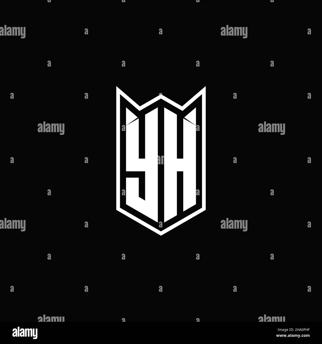 YH Logo monogram with shield shape designs template vector icon modern Stock Vector